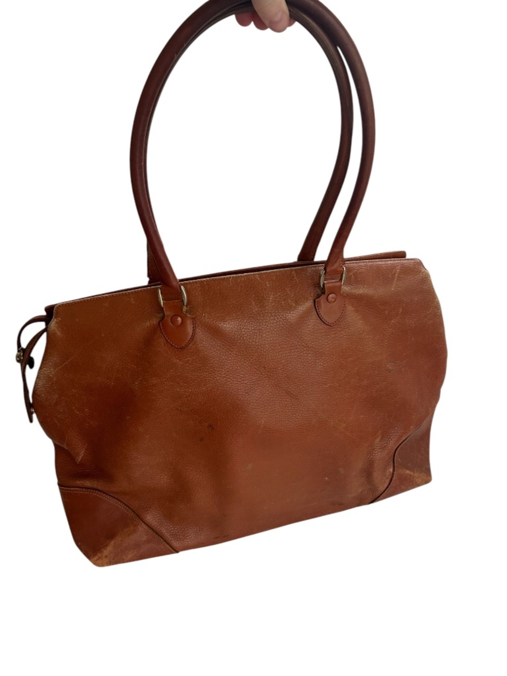 Mark Cross British tan all weather leather large shoulder tote bag